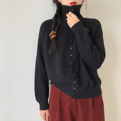 High-Neck Knitted Cardigan